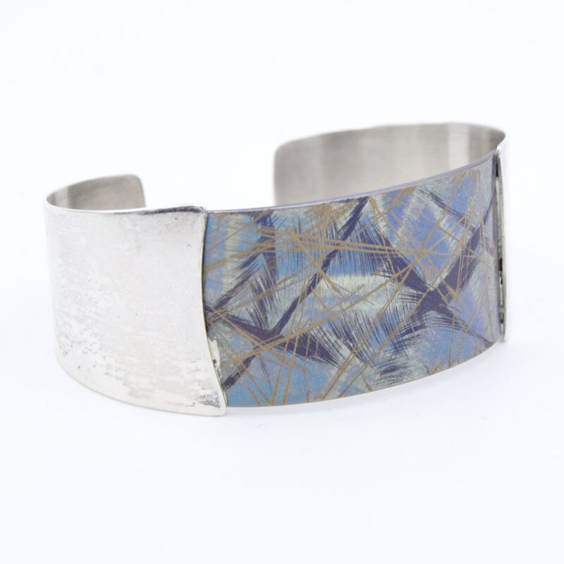 Silver Butterfly Wing Etched Bangle 