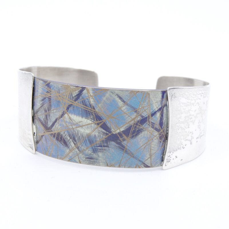 Silver Butterfly Wing Etched Bangle 