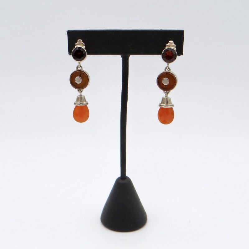 Silver, Garnet & Carnelian Earrings
