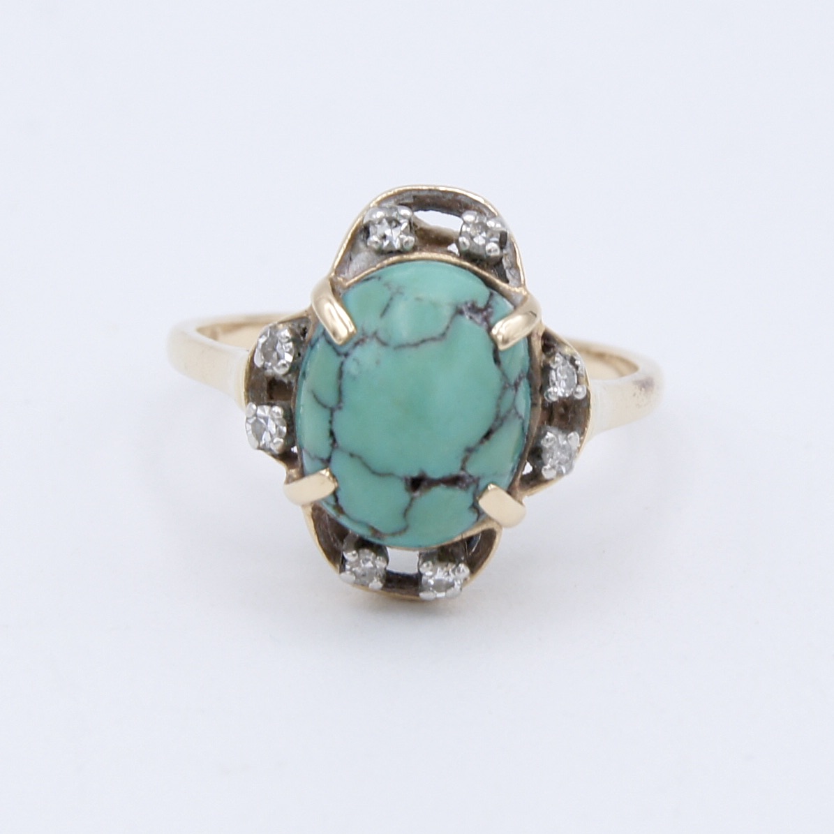 14kt Diamond and Turquoise Ring