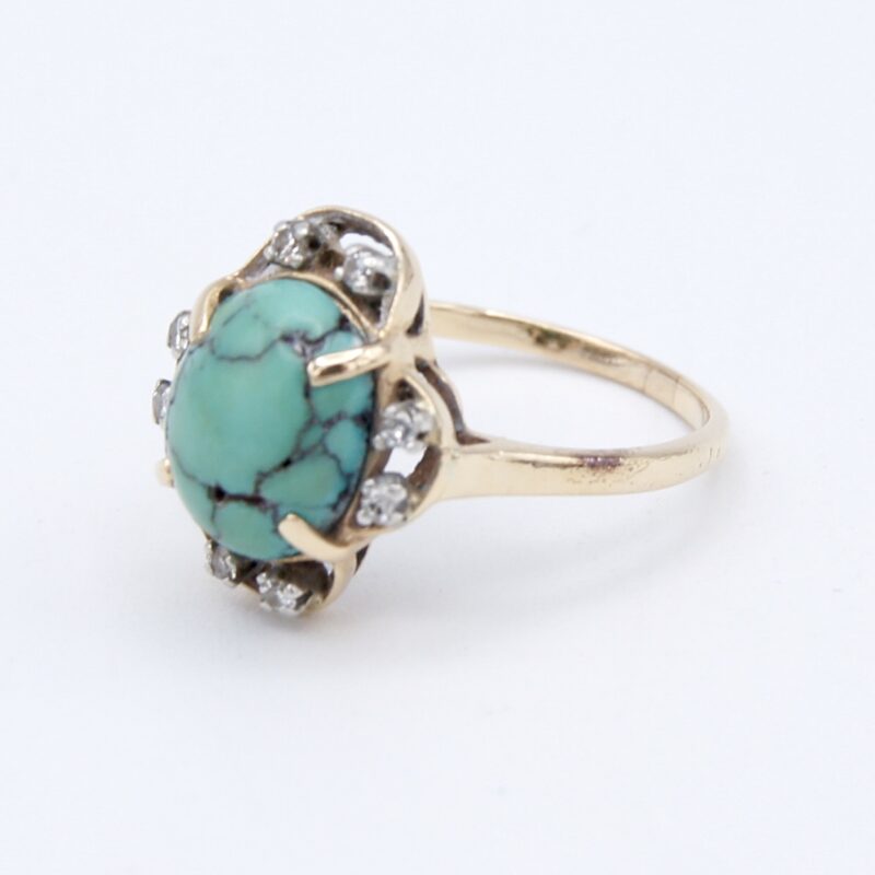 14kt Diamond and Turquoise Ring