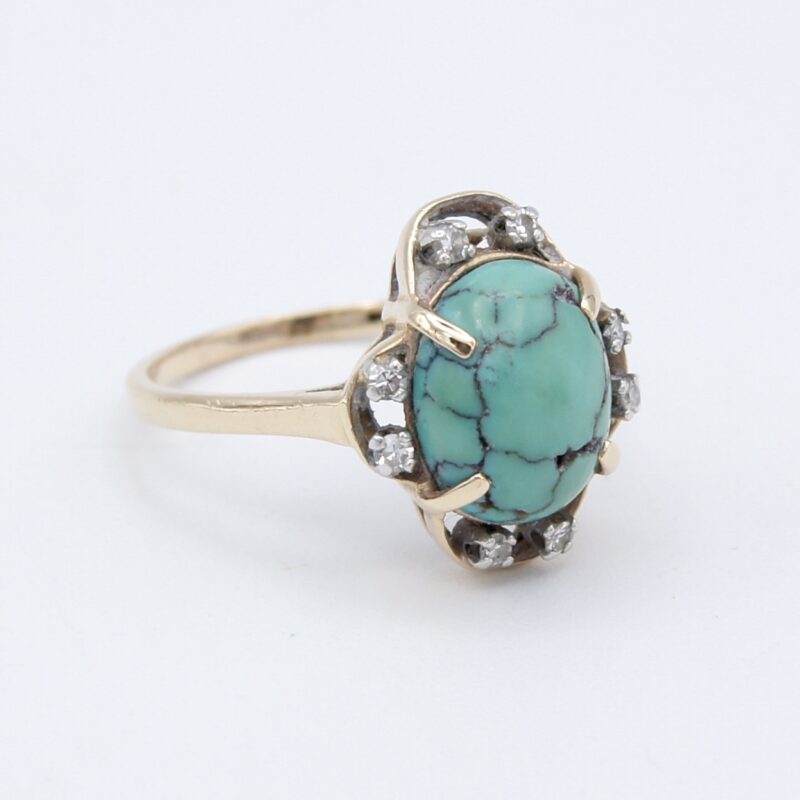 14kt Diamond and Turquoise Ring