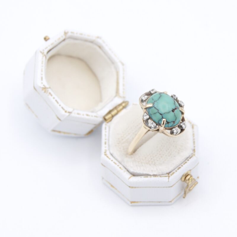 14kt Diamond and Turquoise Ring
