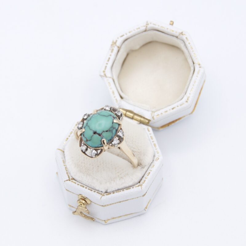 14kt Diamond and Turquoise Ring