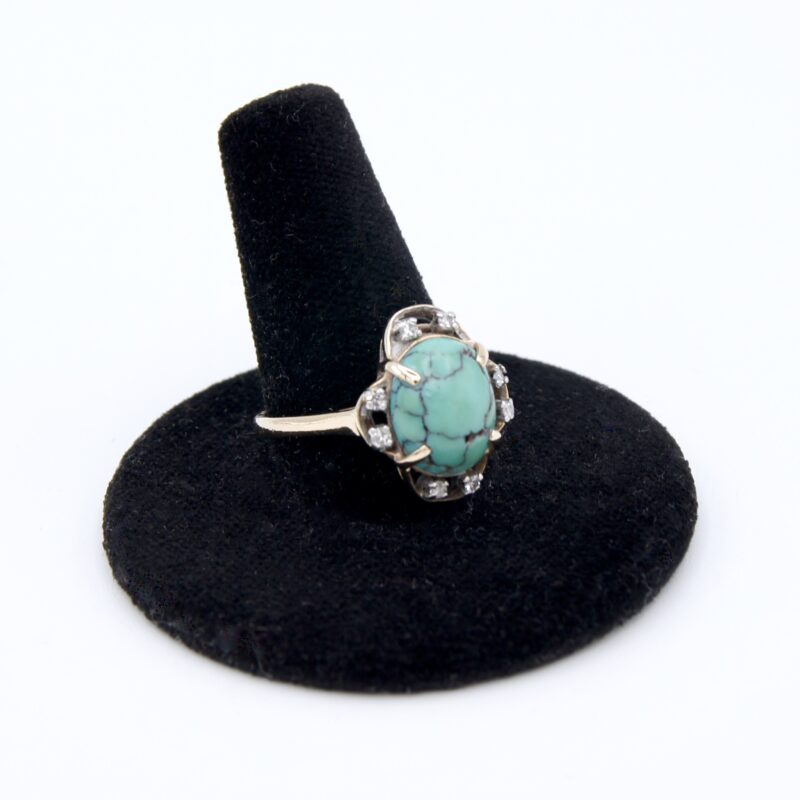 14kt Diamond and Turquoise Ring