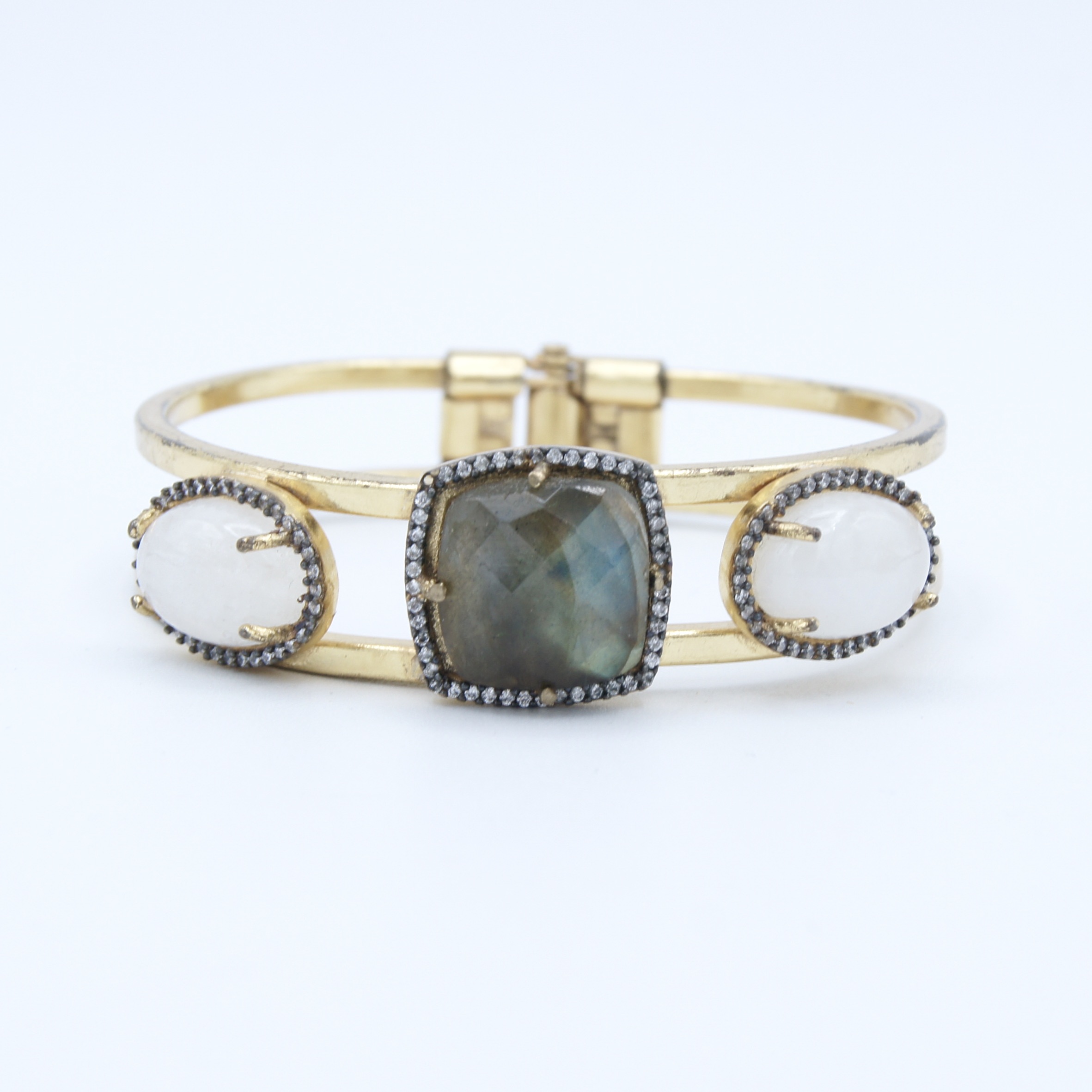 Gilt Labradorite & Moonstone Bracelet
