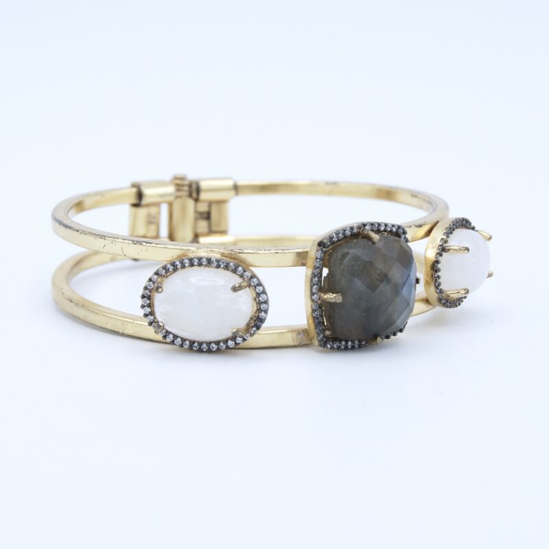 Gilt Labradorite & Moonstone Bracelet
