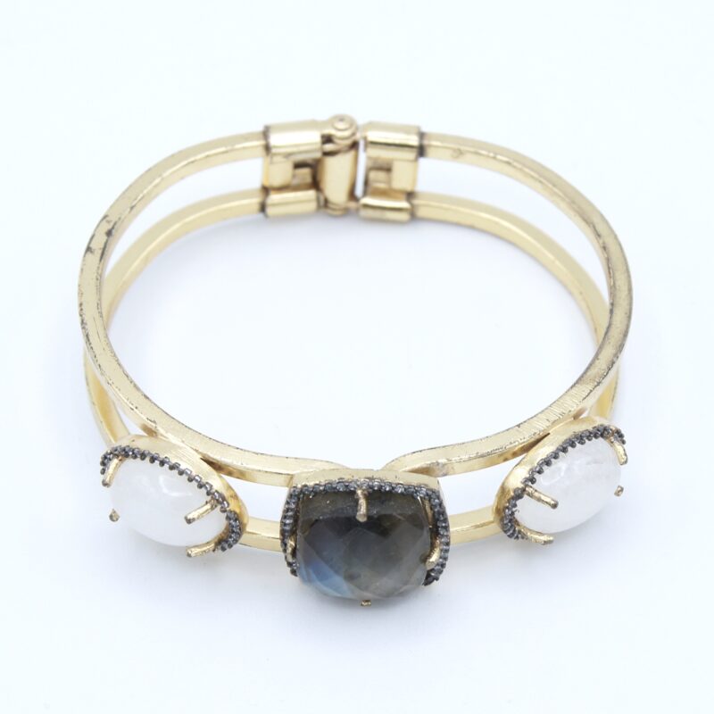 Gilt Labradorite & Moonstone Bracelet