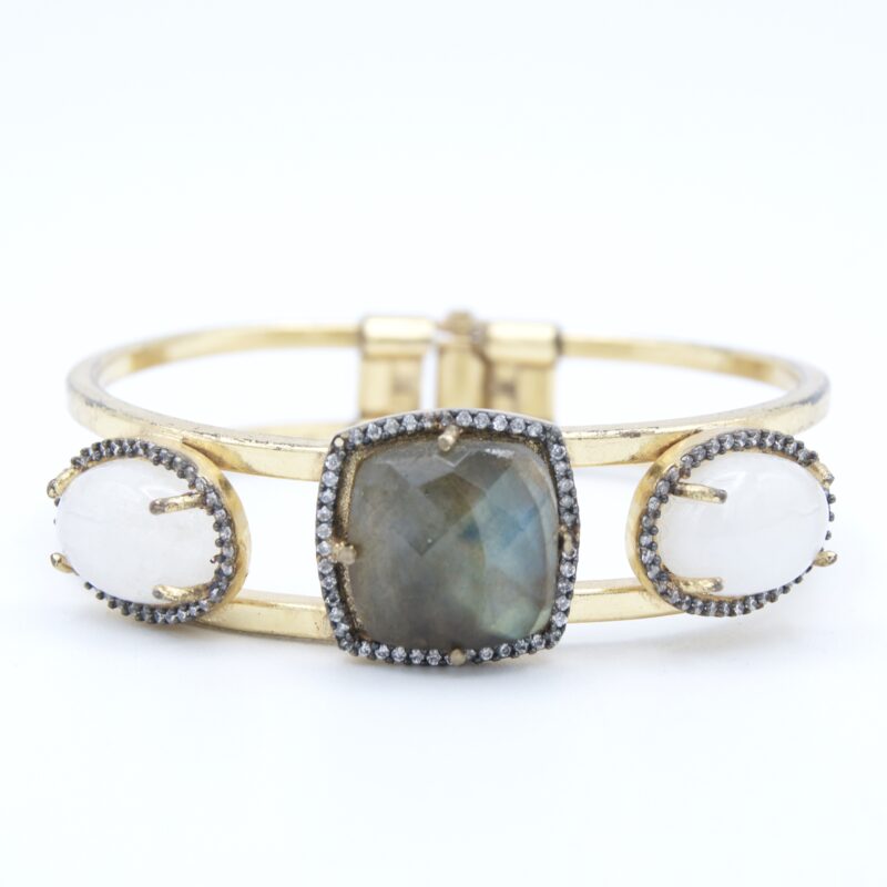 Gilt Labradorite & Moonstone Bracelet