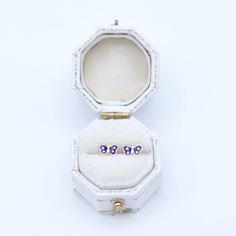 Gold & Enamel Butterfly Earrings