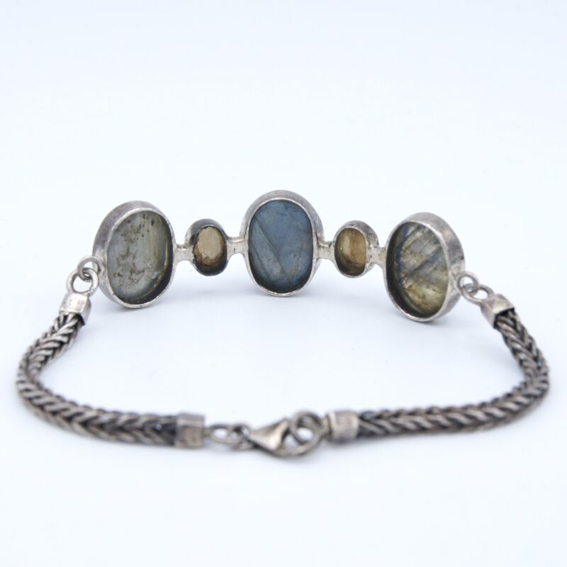 Silver, Labradorite & Mother-of-Pearl Bracelet