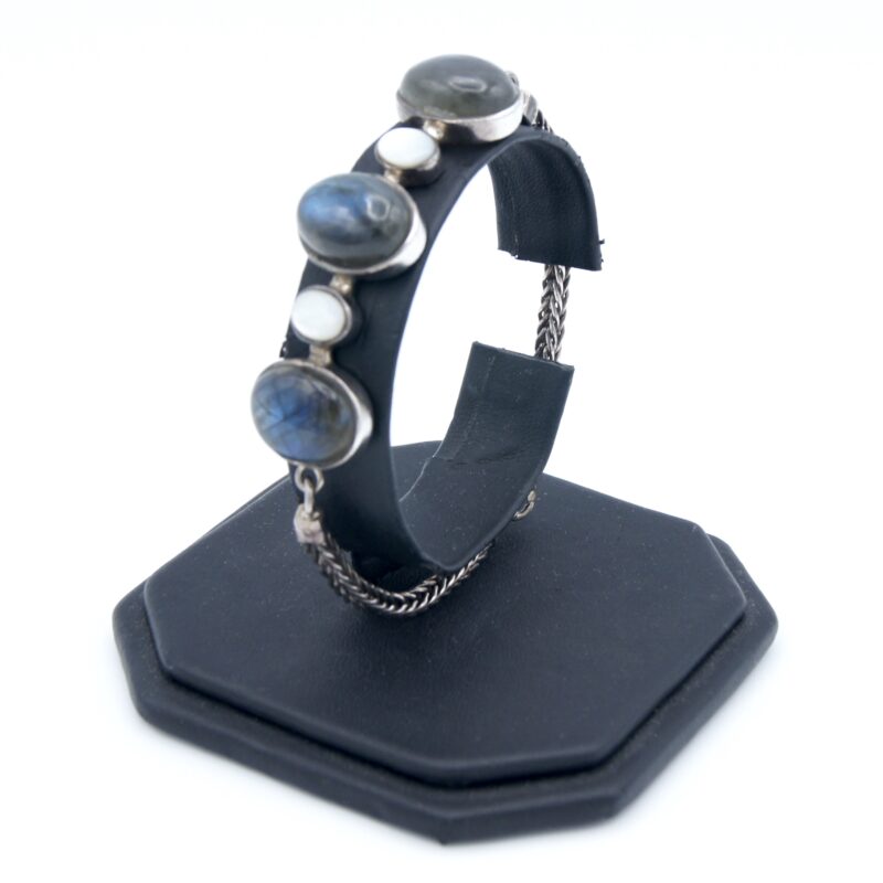 Silver, Labradorite & Mother-of-Pearl Bracelet