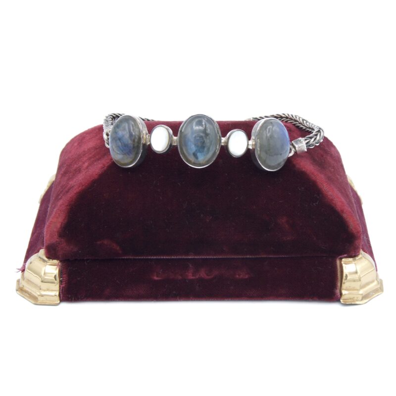 Silver, Labradorite & Mother-of-Pearl Bracelet