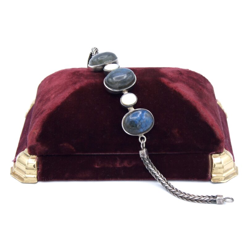 Silver, Labradorite & Mother-of-Pearl Bracelet