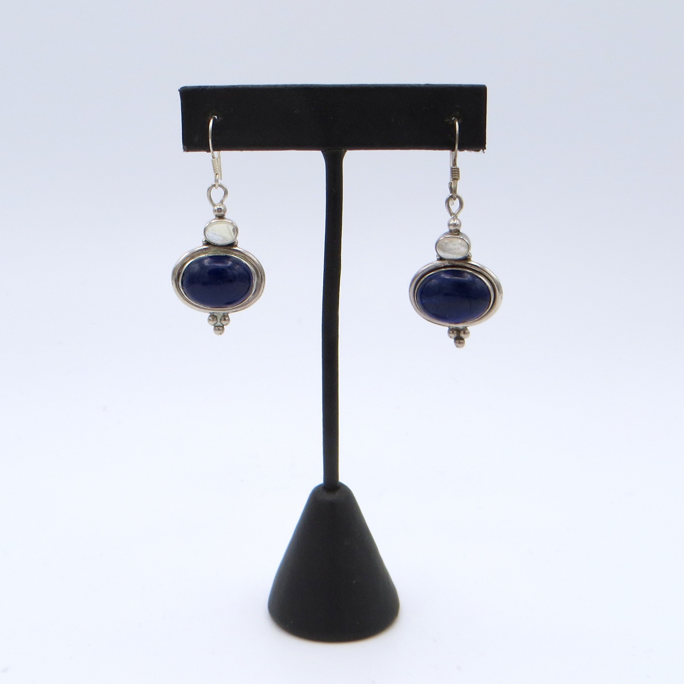 Silver, Lapis & Moonstone Earrings