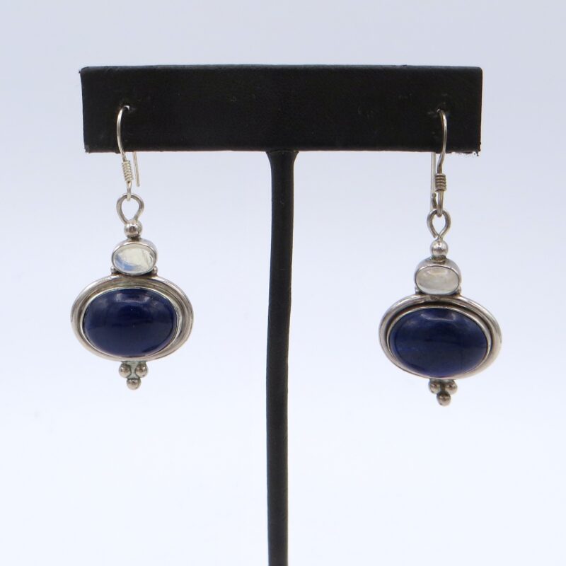 Silver, Lapis & Moonstone Earrings