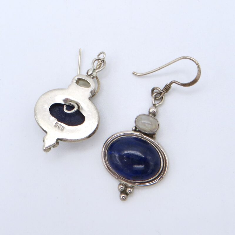 Silver, Lapis & Moonstone Earrings