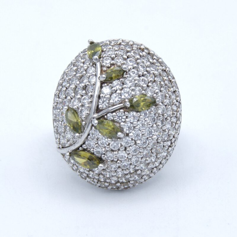Silver, Peridot & Crystal Ring