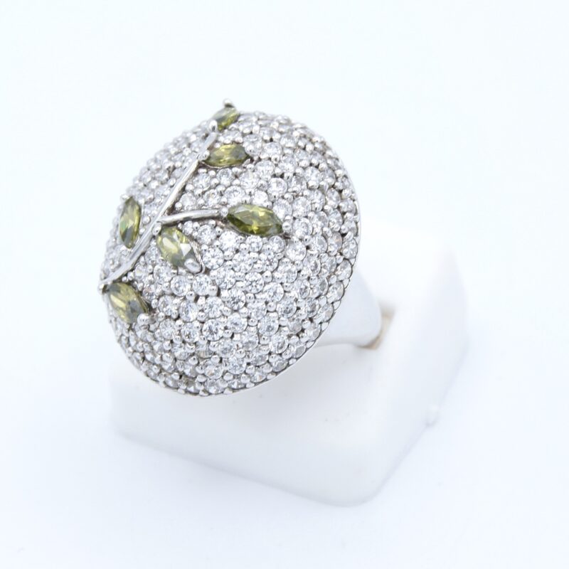 Silver, Peridot & Crystal Ring