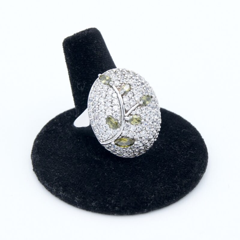 Silver, Peridot & Crystal Ring