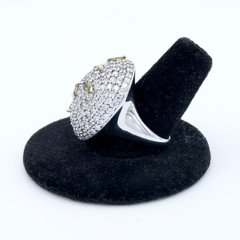 Silver, Peridot & Crystal Ring