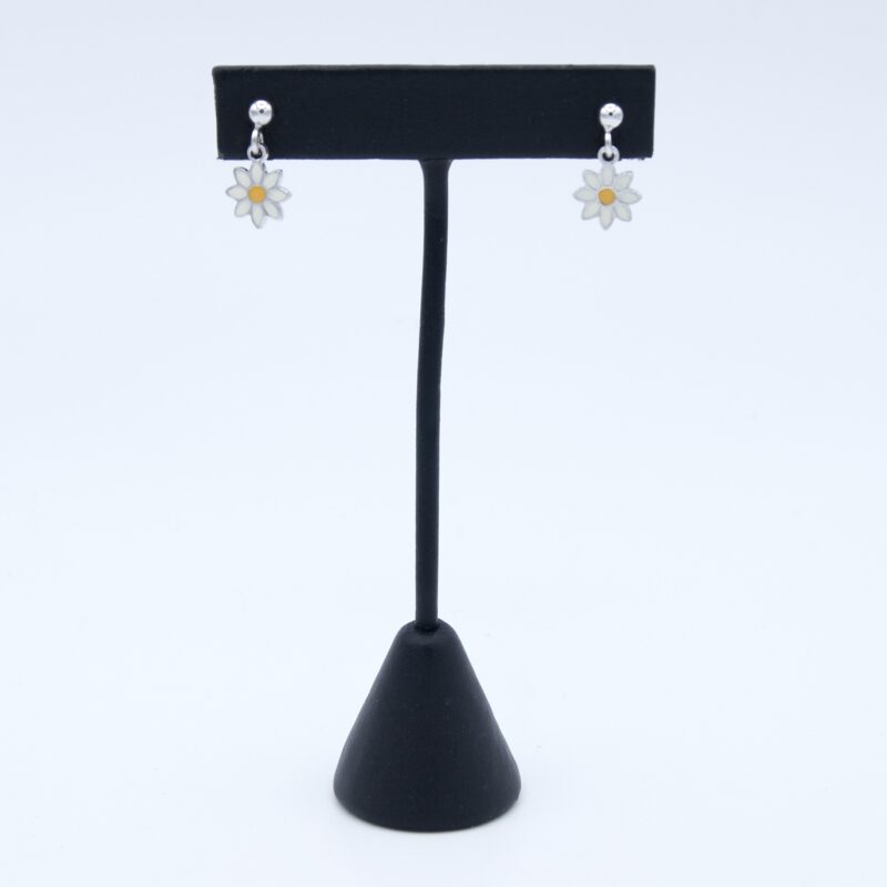 Silver & Enamel Daisy Earrings