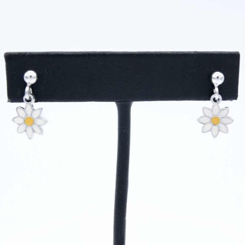 Silver & Enamel Daisy Earrings