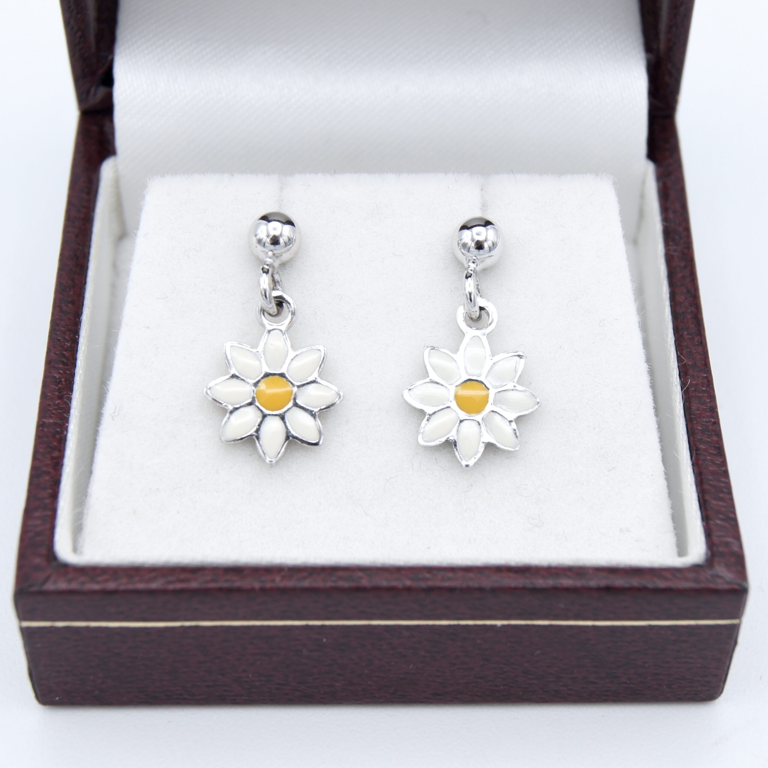 Silver & Enamel Daisy Earrings