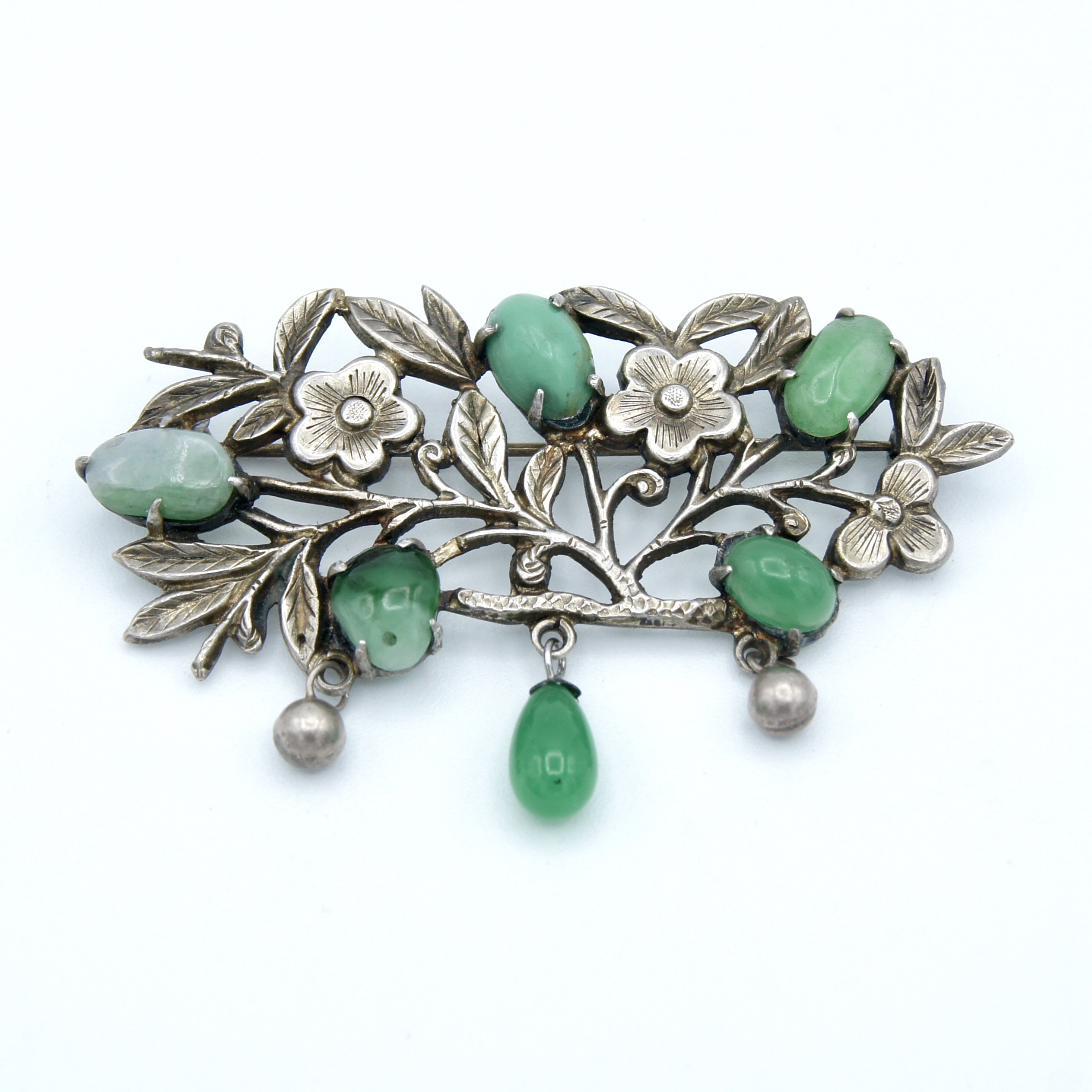 Silver & Jade Brooch