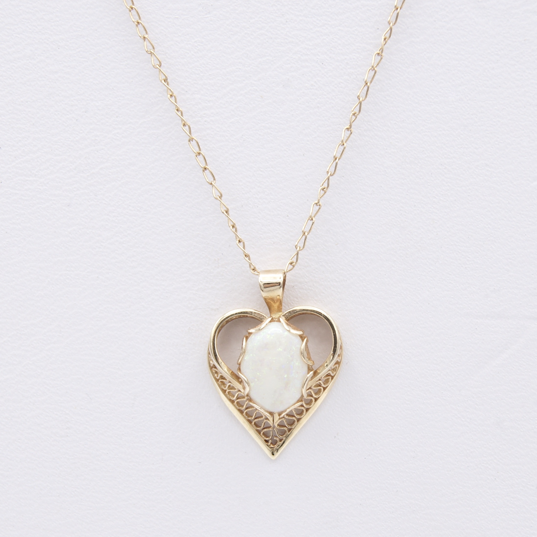 14kt Gold & Opal Heart Necklace