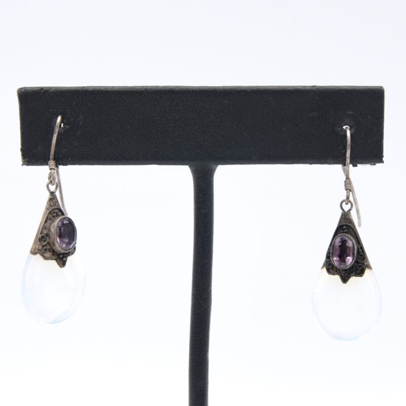 Silver, Amethyst & Opaline Earrings