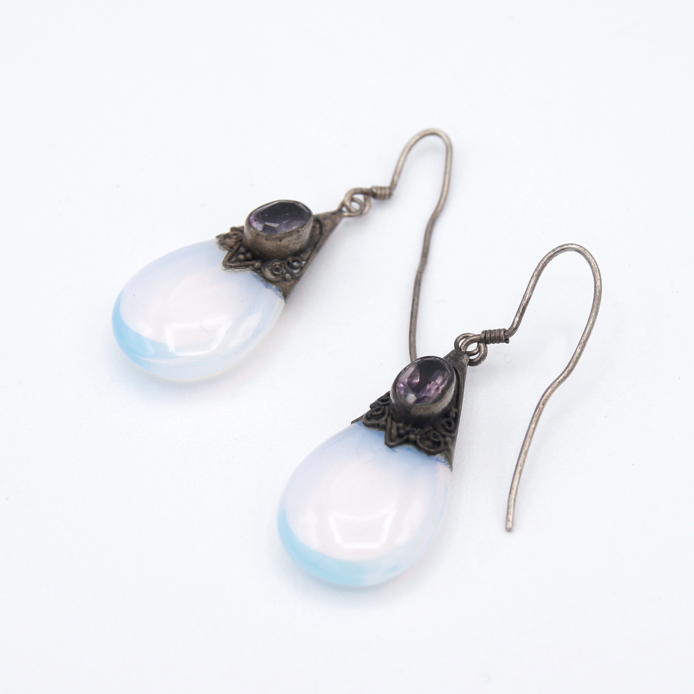 Silver, Amethyst & Opaline Earrings