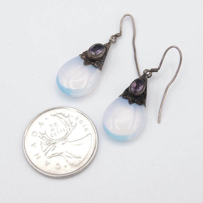 Silver, Amethyst & Opaline Earrings