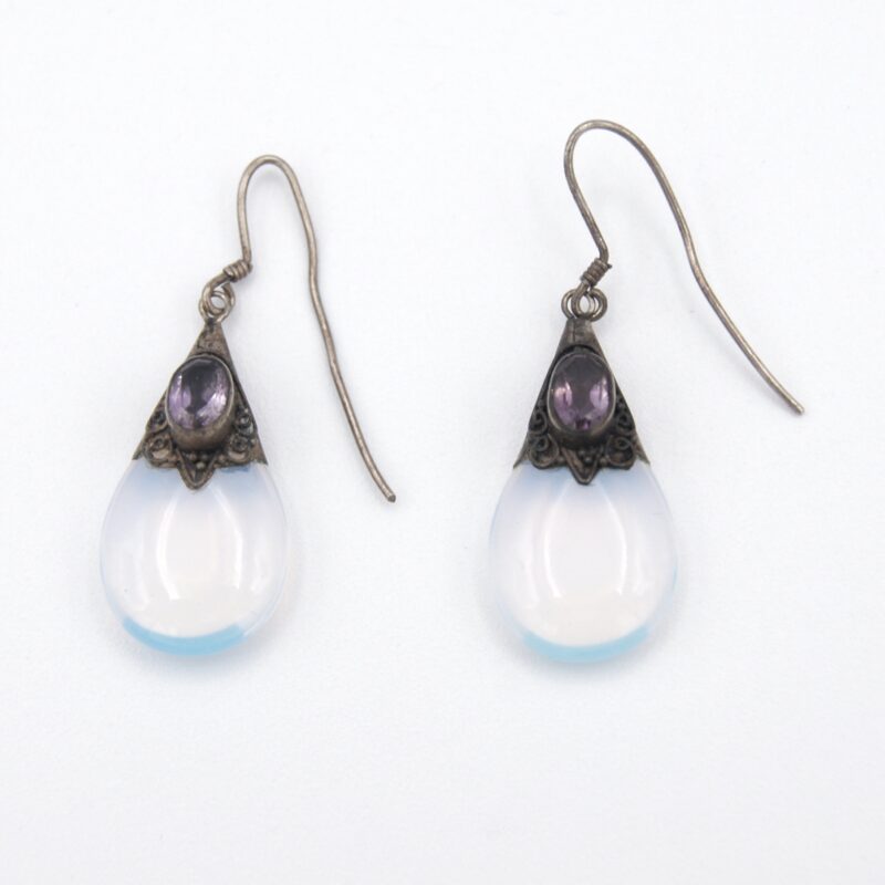 Silver, Amethyst & Opaline Earrings