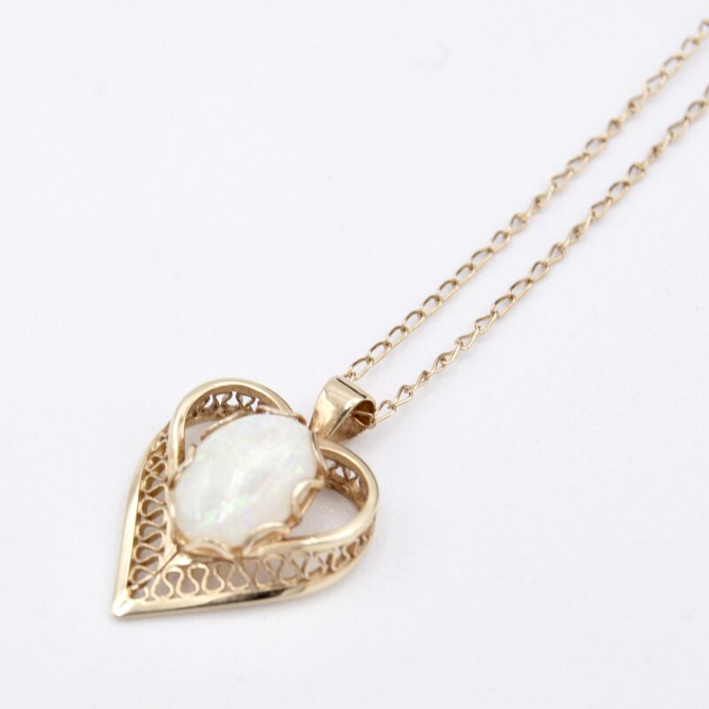 14kt Gold & Opal Heart Necklace
