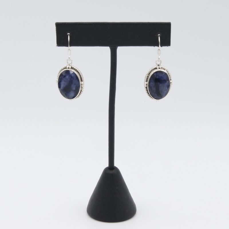 Silver & Faceted Sapphire Earrings