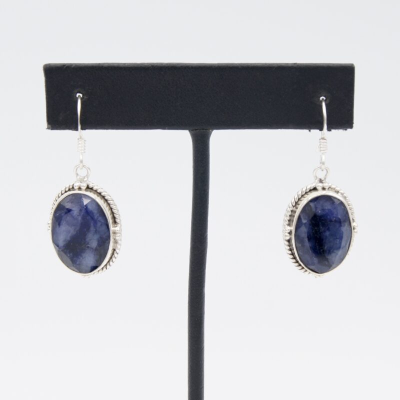 Silver & Faceted Sapphire Earrings