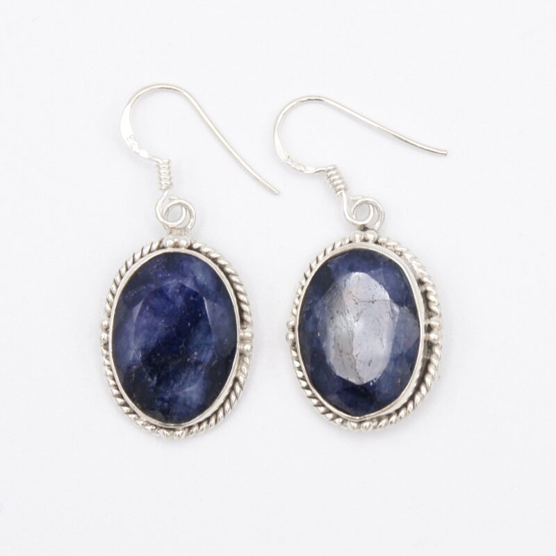 Silver & Faceted Sapphire Earrings