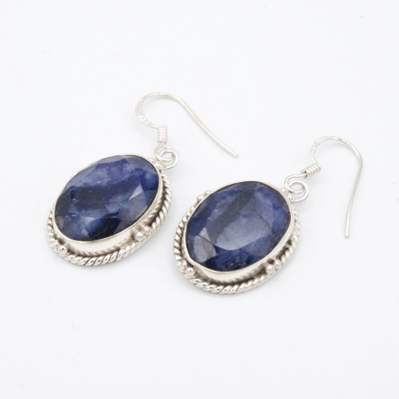 Silver & Faceted Sapphire Earrings