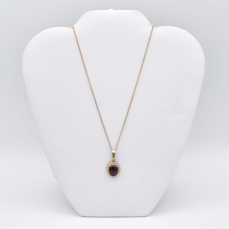 10kt Gold, Garnet & Pearl Necklace