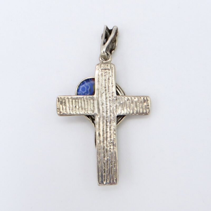 Silver Millefiori Cross Pendant