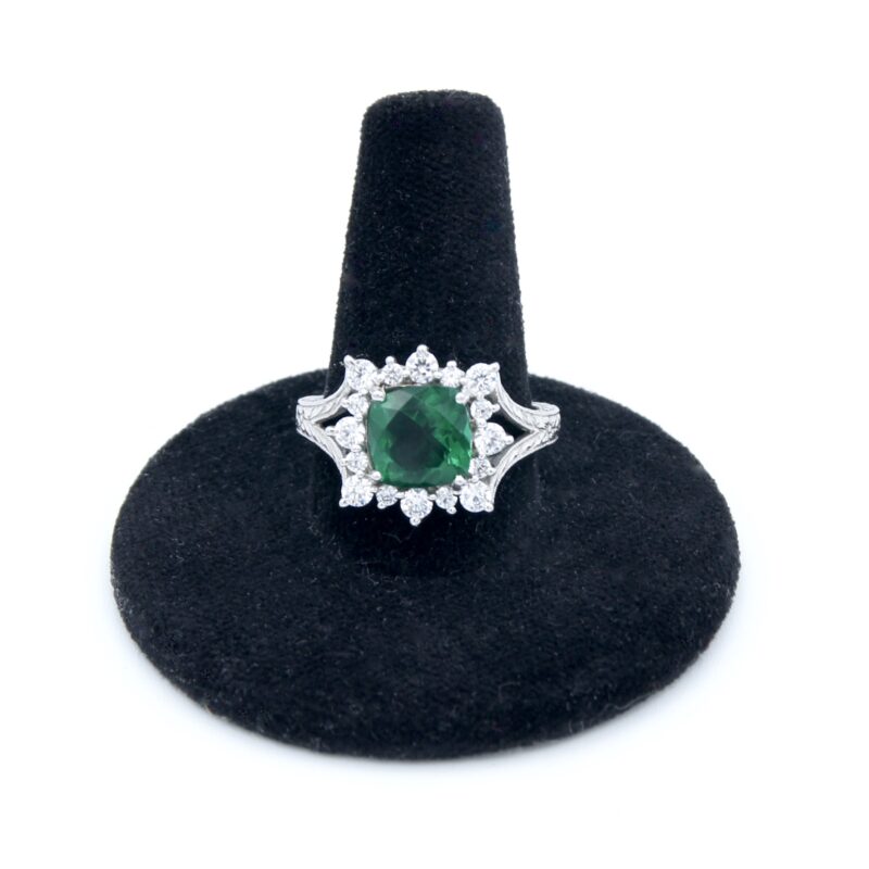 Silver & Green Crystal Ring