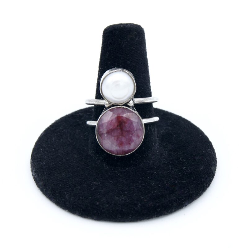 Silver, Ruby & Pearl Ring