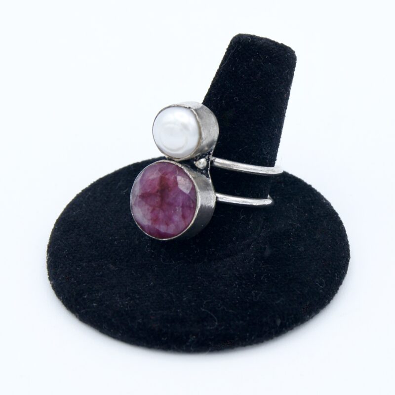 Silver, Ruby & Pearl Ring