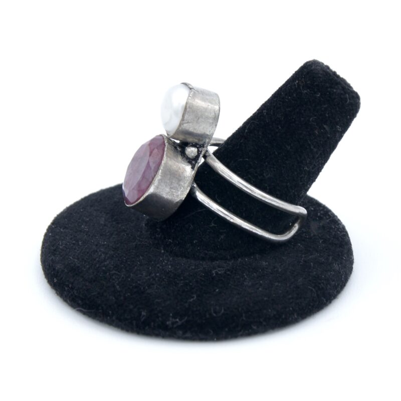 Silver, Ruby & Pearl Ring
