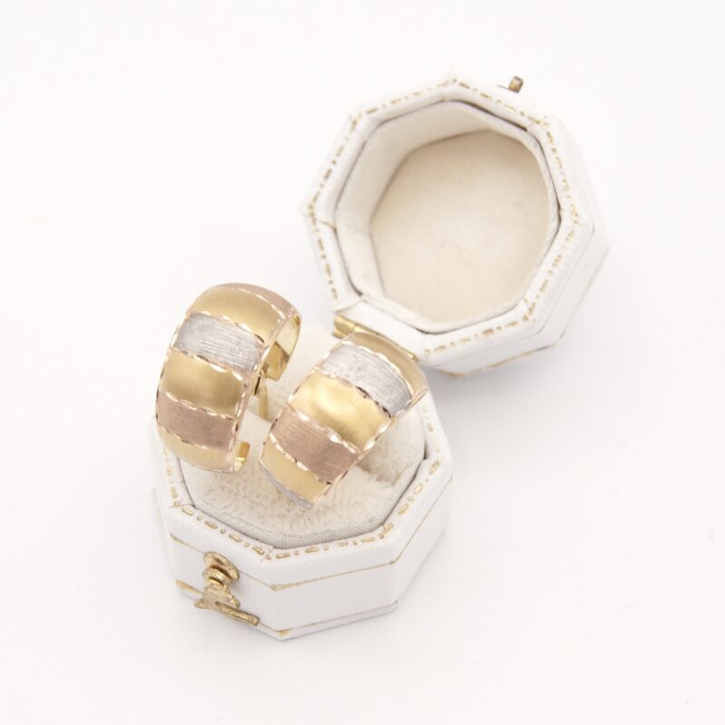 10kt Tri-Gold Hoop Earrings