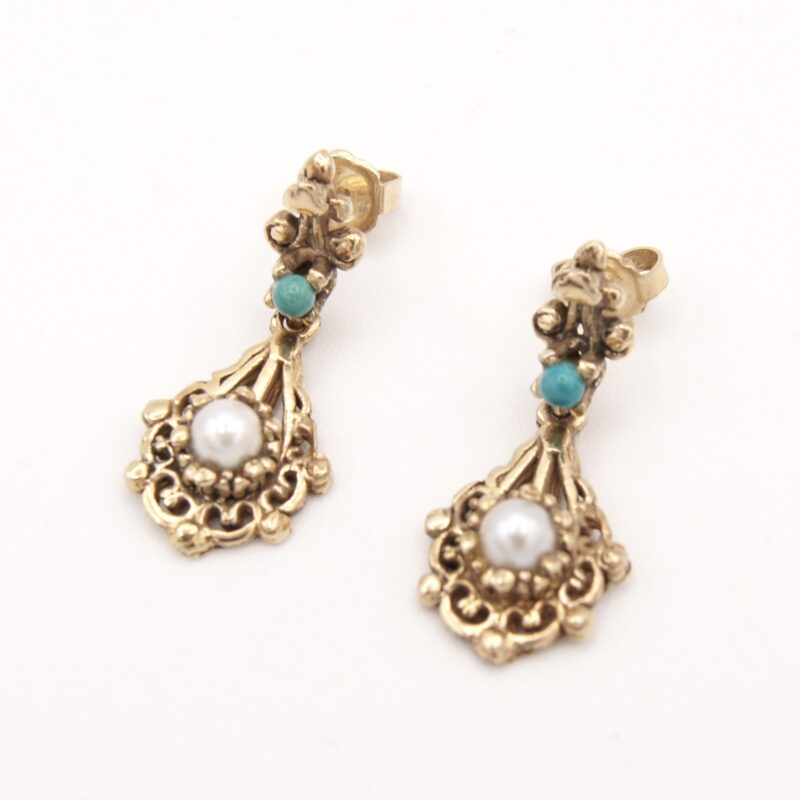 14kt Pearl & Turquoise Earrings