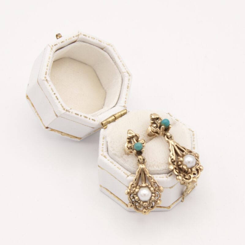 14kt Pearl & Turquoise Earrings