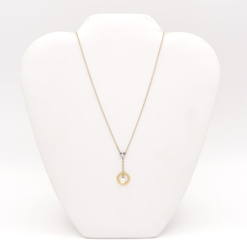 Diamond & Pearl Drop Necklace