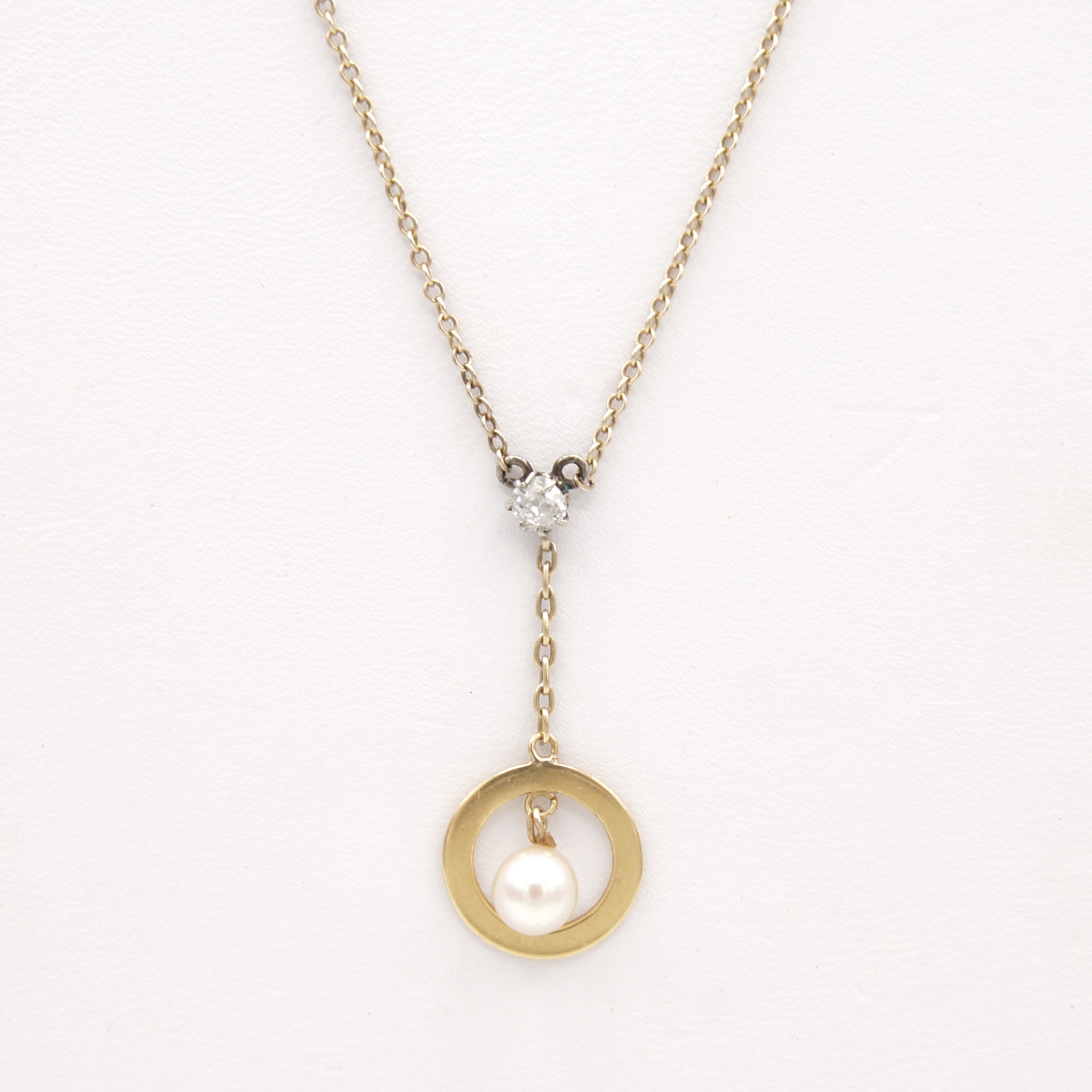Diamond & Pearl Drop Necklace
